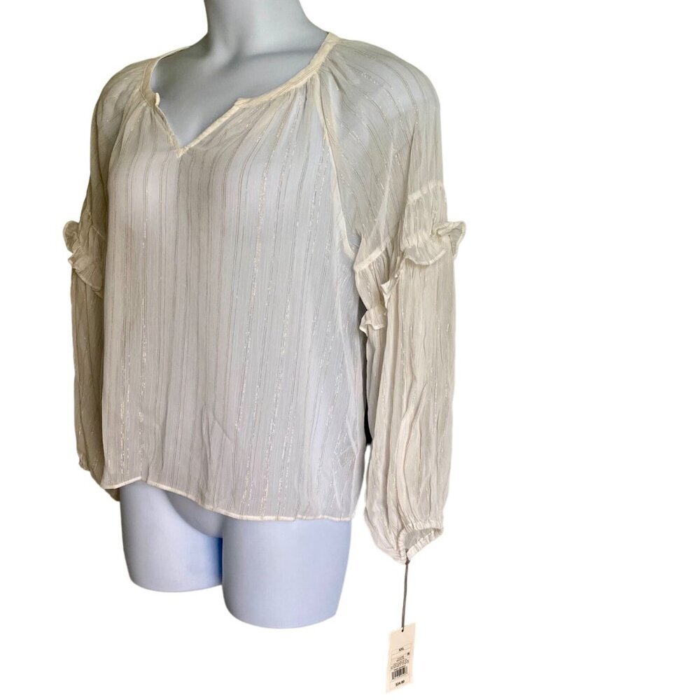 A New Day White Long Sleeve Blouse With Ruffle Details Women's XXL NEW NWT